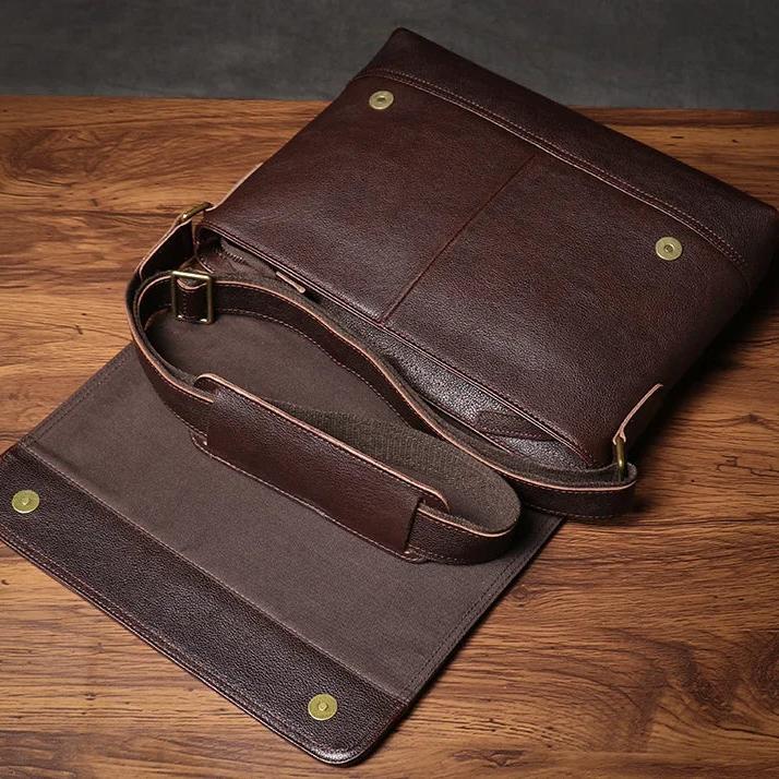 Sacoche bandoulière cuir homme marron et vintage