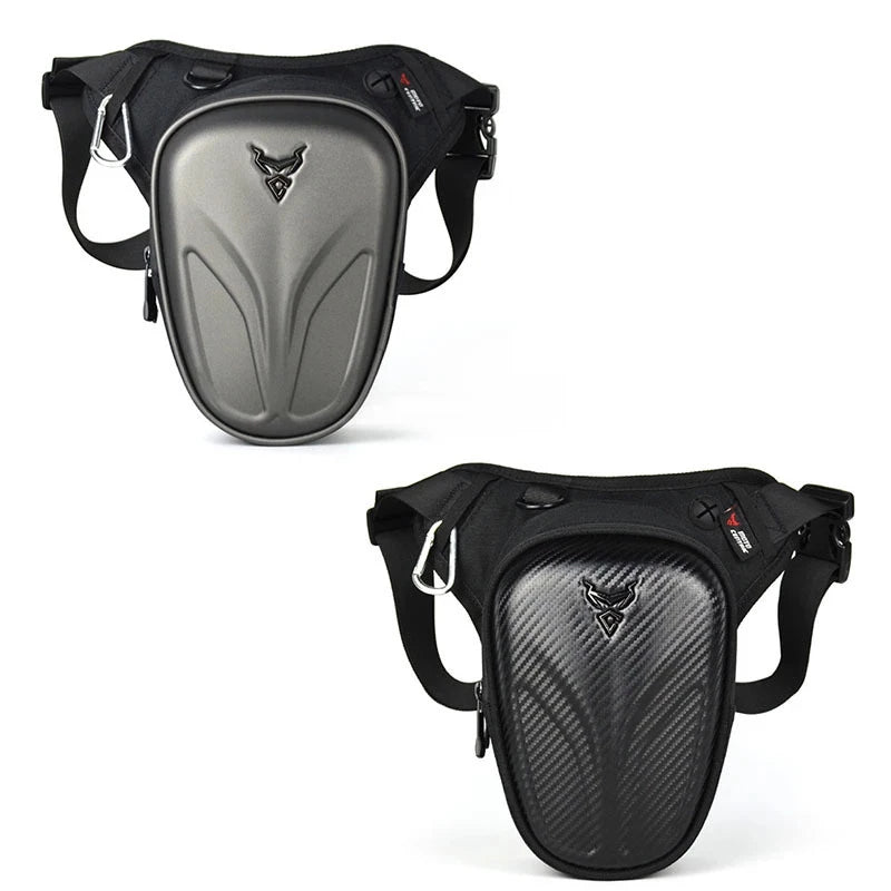 Sacoche de jambe pour moto en fibre à coque rigide