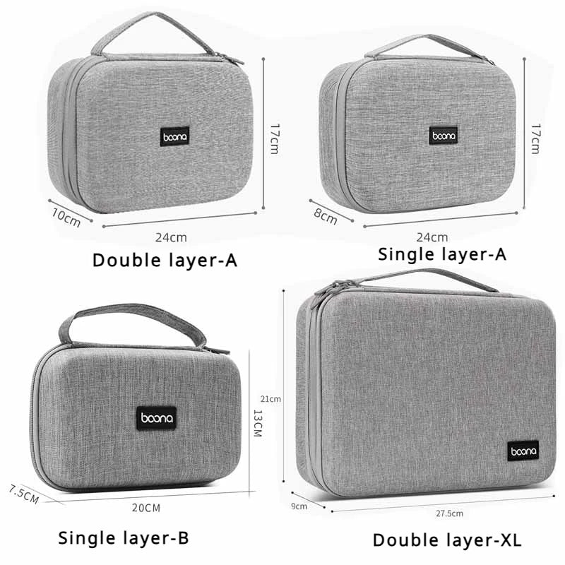 Sacoche multimédia double étage Hard Case Large Capacity Digital Storage Bag Travel Power Bank Data Cable Organizer Bag Mobile Phone Charger Protective Case