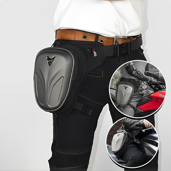 Sacoche de jambe pour moto en fibre de carbone