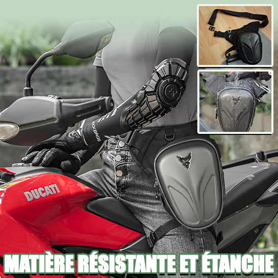 Sacoche de jambe pour moto en fibre à coque rigide
