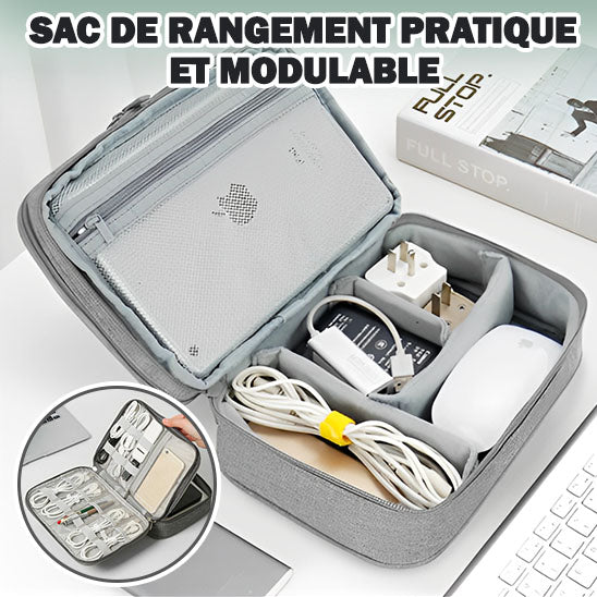 Sacoche multimédia double étage Hard Case Large Capacity Digital Storage Bag Travel Power Bank Data Cable Organizer Bag Mobile Phone Charger Protective Case