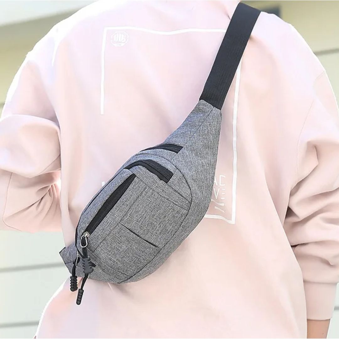 Sacoche banane homme grise et imperméable en toile