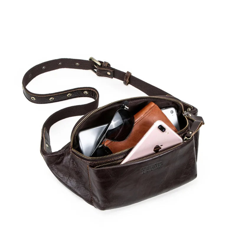 Sacoche banane homme vintage en cuir