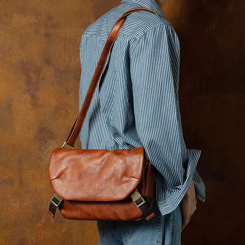 Sacoche bandoulière cuir homme souple et rétro