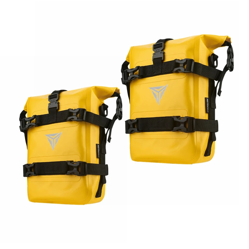 Sacoche moto jaune et étanche avec sangles